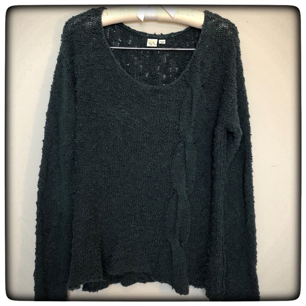 ANTHROPOLOGIE chunky braided cable knit sweater in green